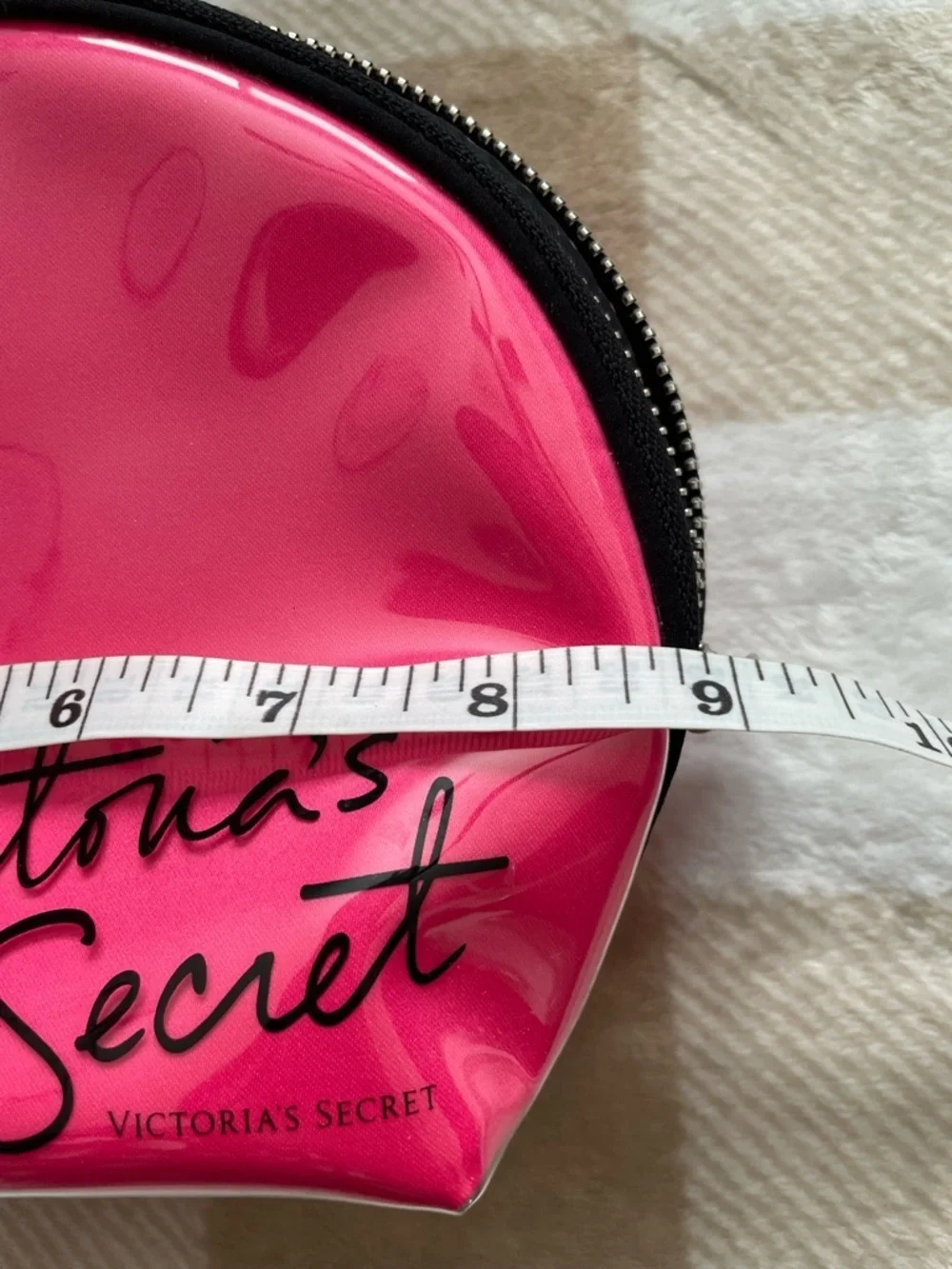 Victoria's Secret Hot Pink Glossy Cosmetic Pouch 6x9x3 inches EUC